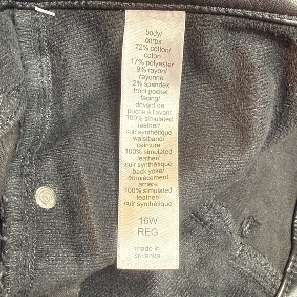 M J Maurices Jeans Black Faux Leather Accent Slim Straight Ankle Hi-Rise Nwt 16w - Picture 13 of 13